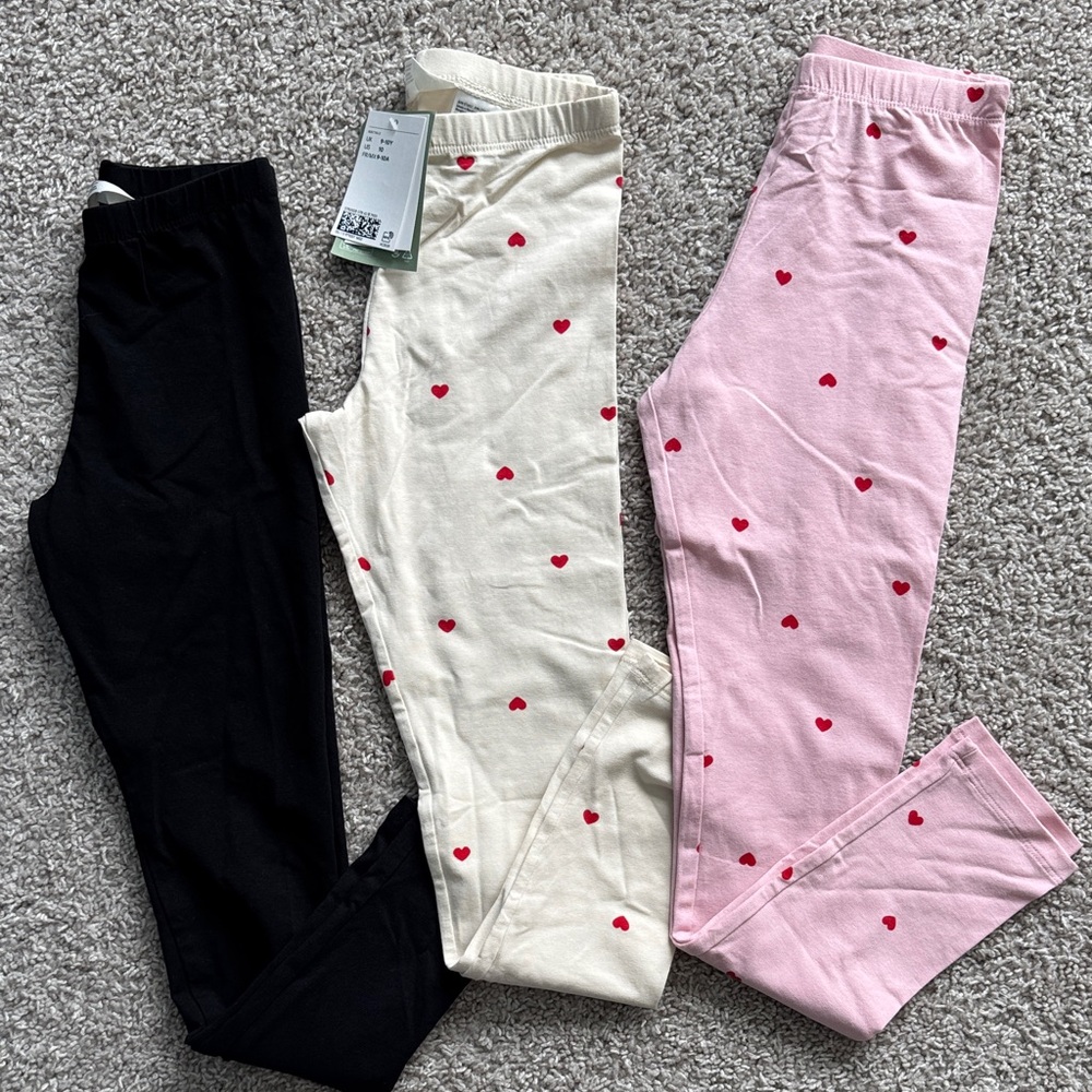 H&M Heart Print Kids Leggings Set - Black, White, Pink